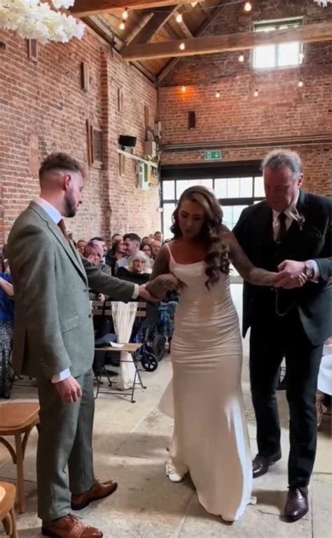 carrie redhead|Emotional moment disabled bride walks down the aisle